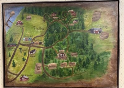 a large hand painted map on a canvas