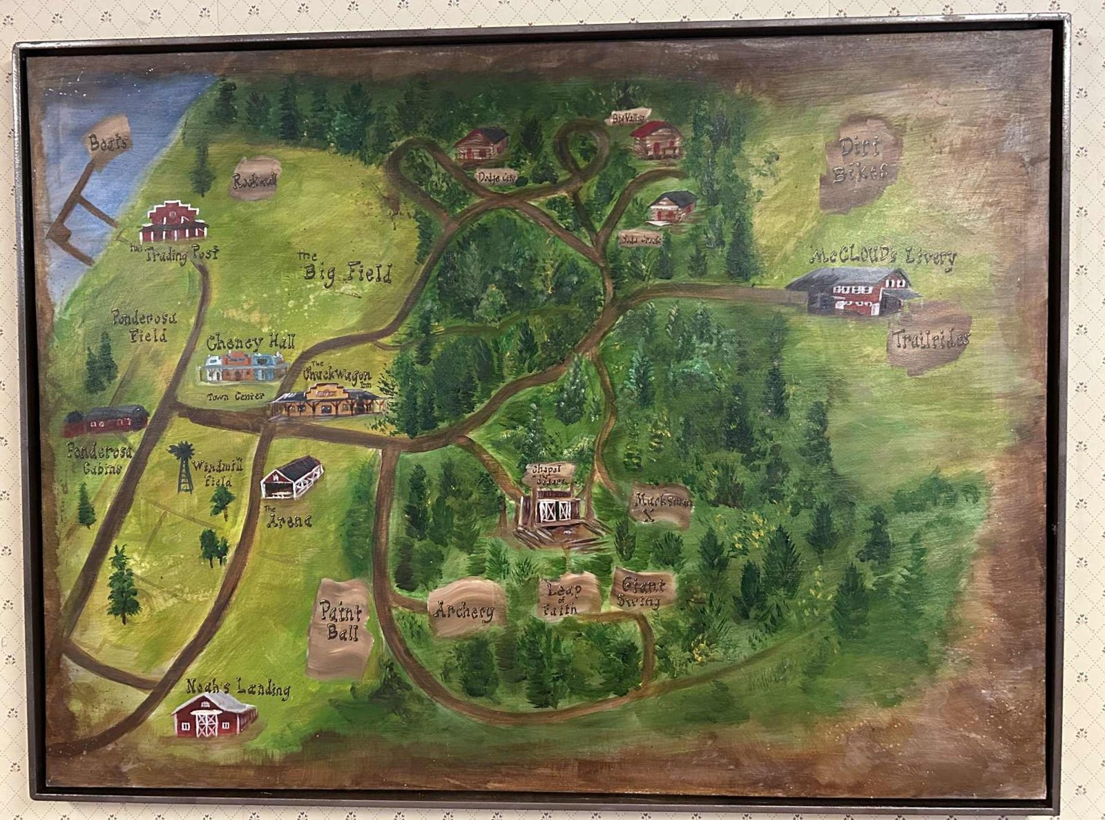 a large hand painted map on a canvas