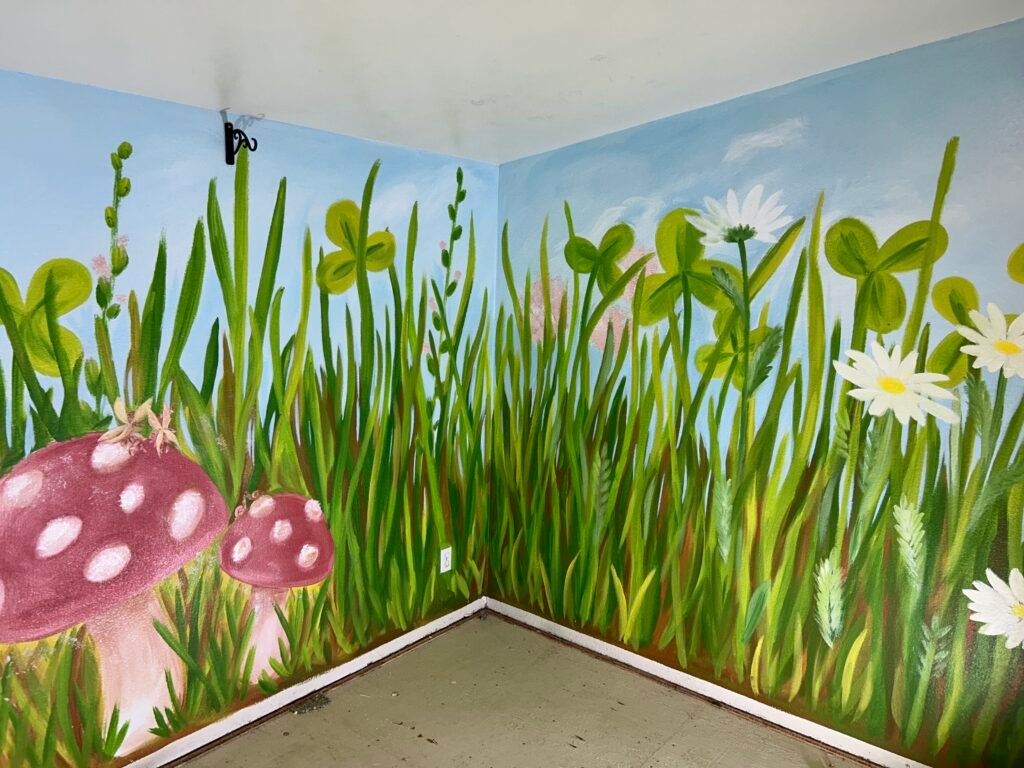 large full-room meadow mural