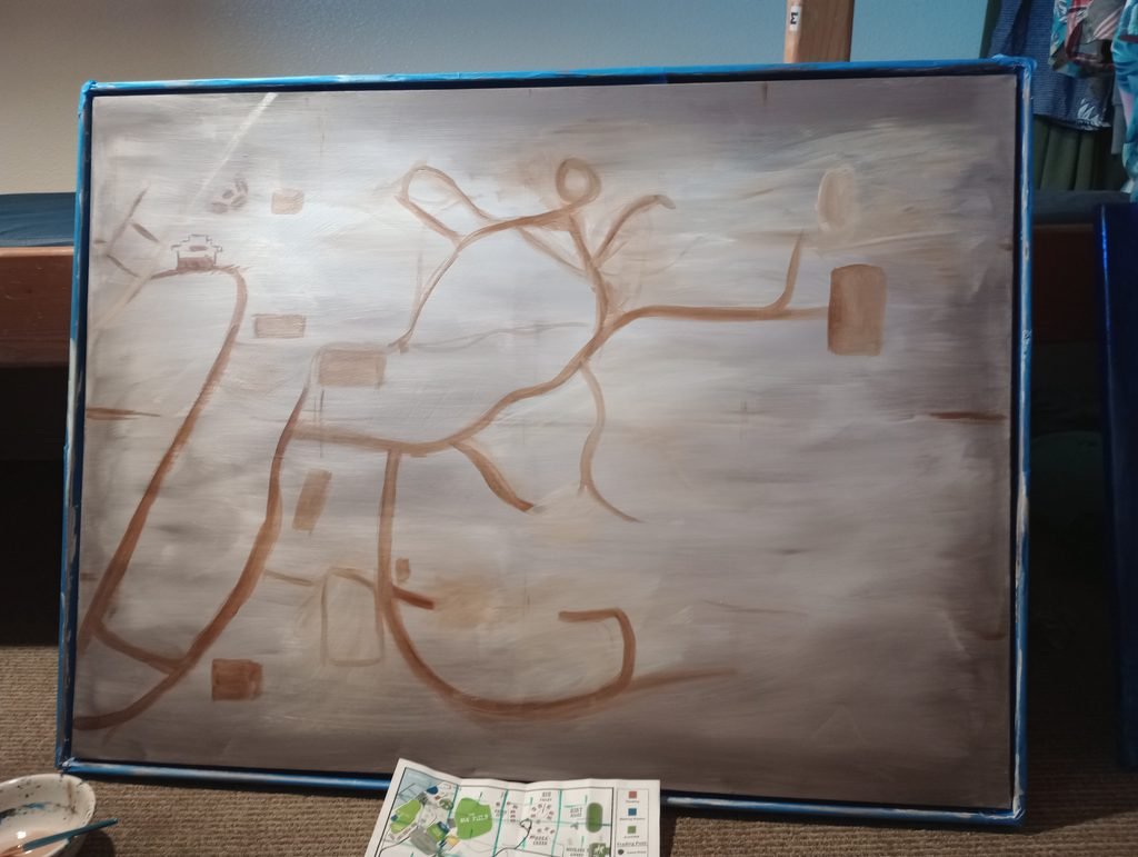 the start of a painting of a map